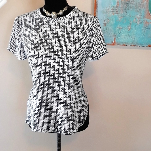 Ann Taylor Loft/ Blue/ White / Print/  Blouse - Picture 8 of 13
